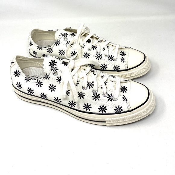 Converse Chuck 70 OX Egret Black White Low Top Shoes Men's Size Floral 169591C - Picture 7 of 10